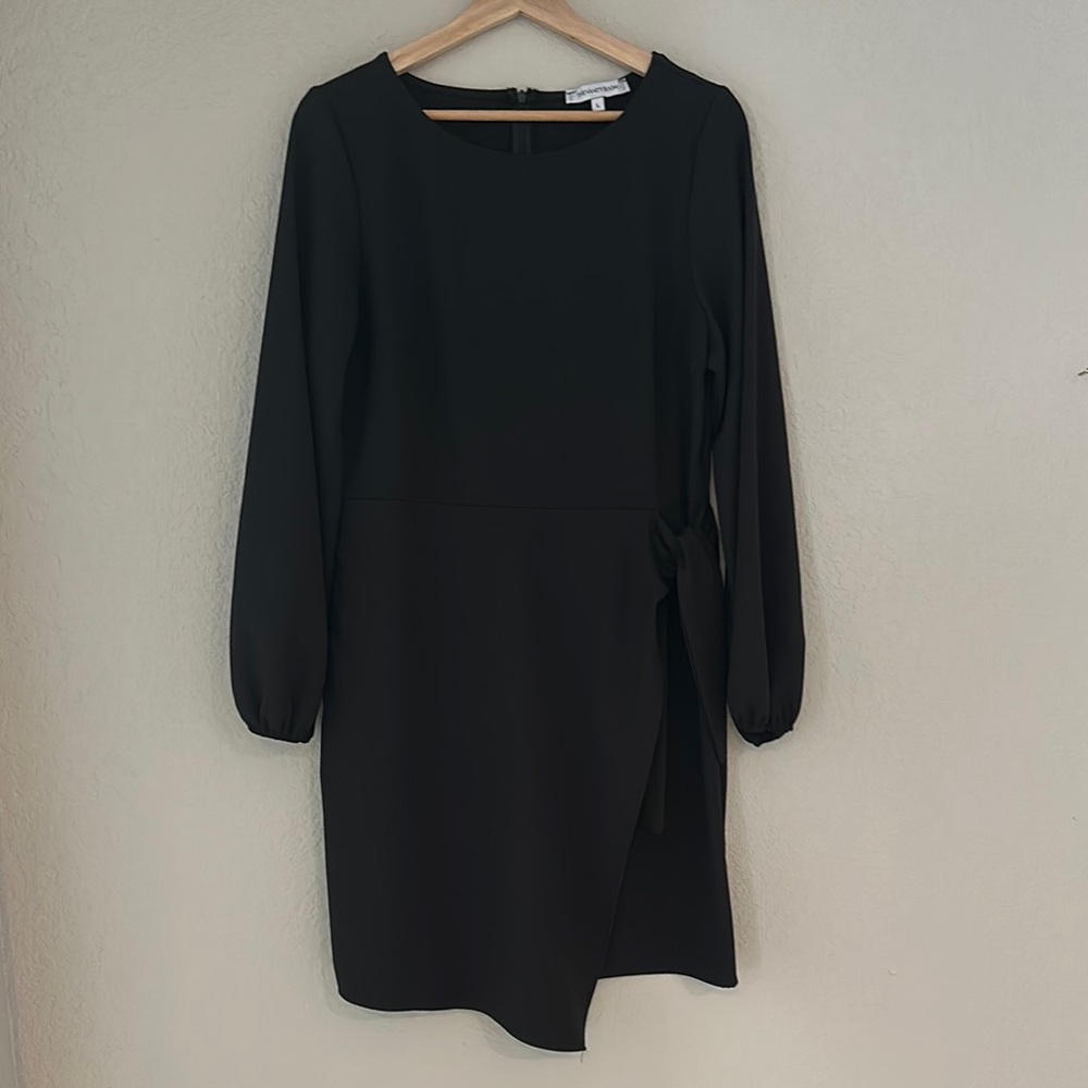 The Vanity Room Black Sheath Dress with Bishop Sleeves